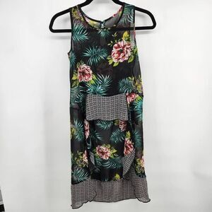 Xhilaration High Low Sheer Tropical Tunic Top Women's Small